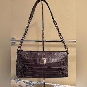 MCM Croc-Embossed Leather Shoulder Bag(RARE)